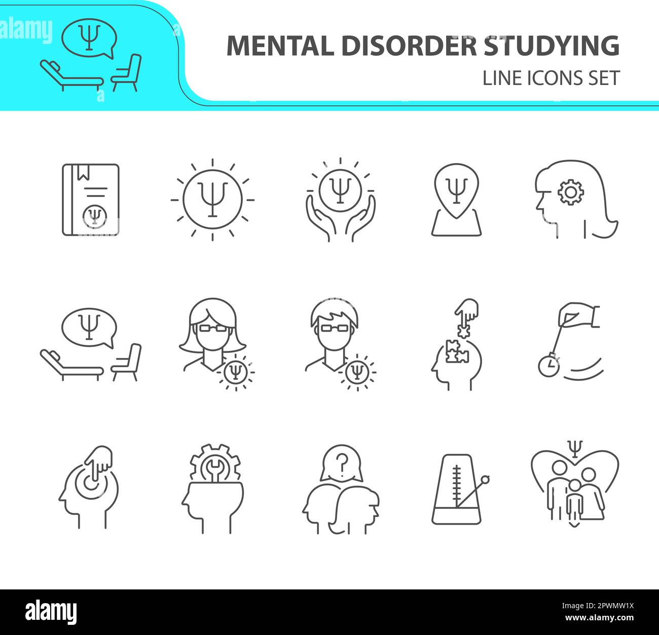 Mental disorder studying line icon set Stock Vector Image & Art - Alamy