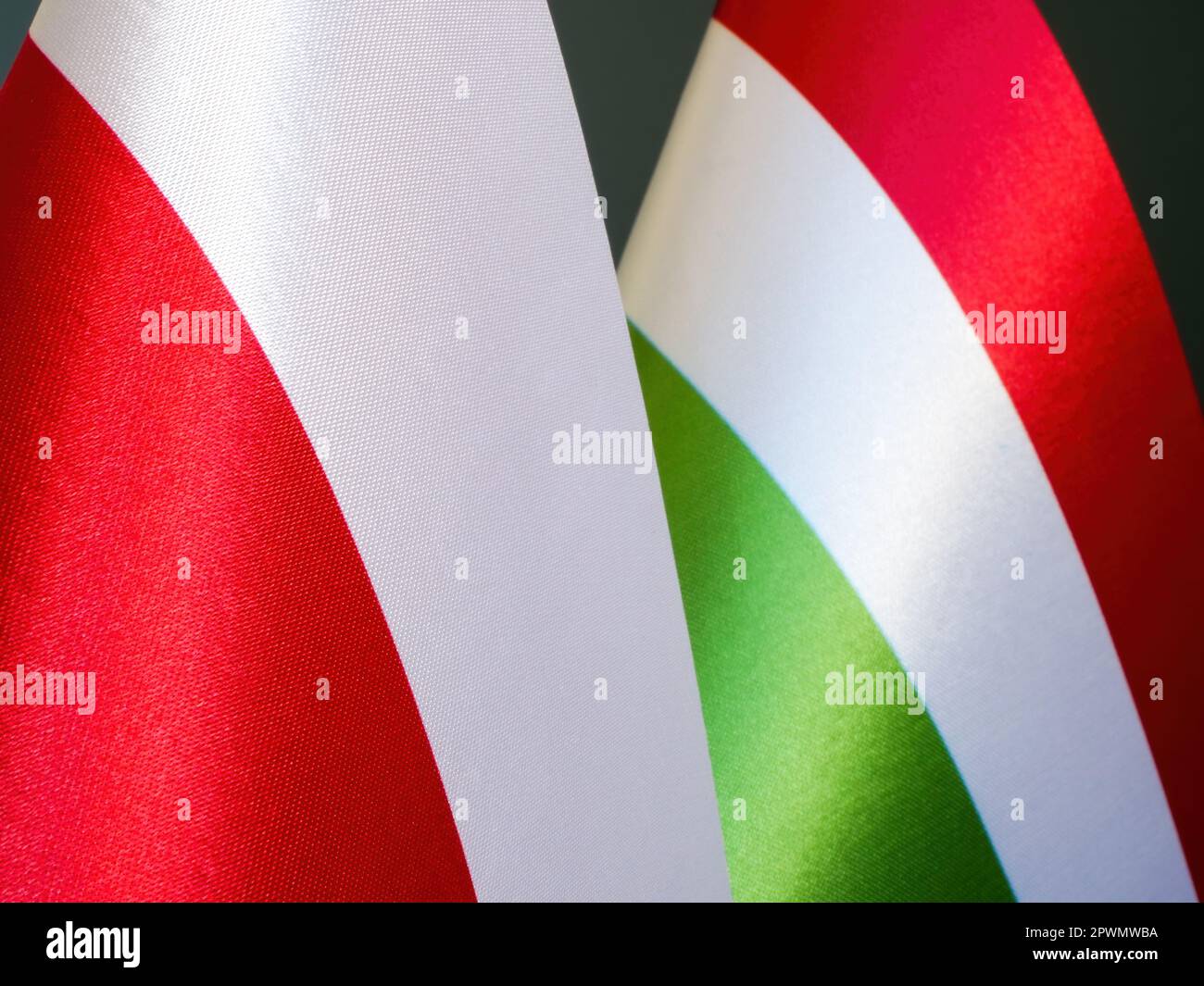 Flags of Poland and Hungary side by side Stock Photo - Alamy