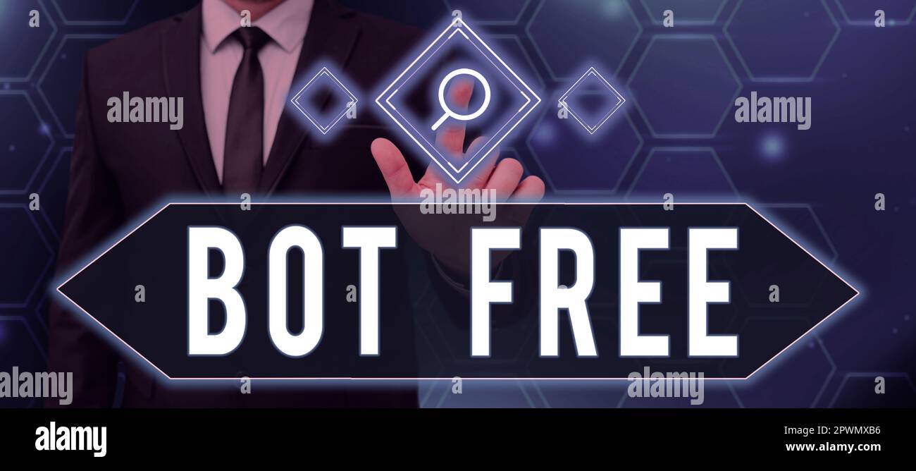 Conceptual display Bot Free, Business showcase a computer program that works automatically Internet robots Stock Photo