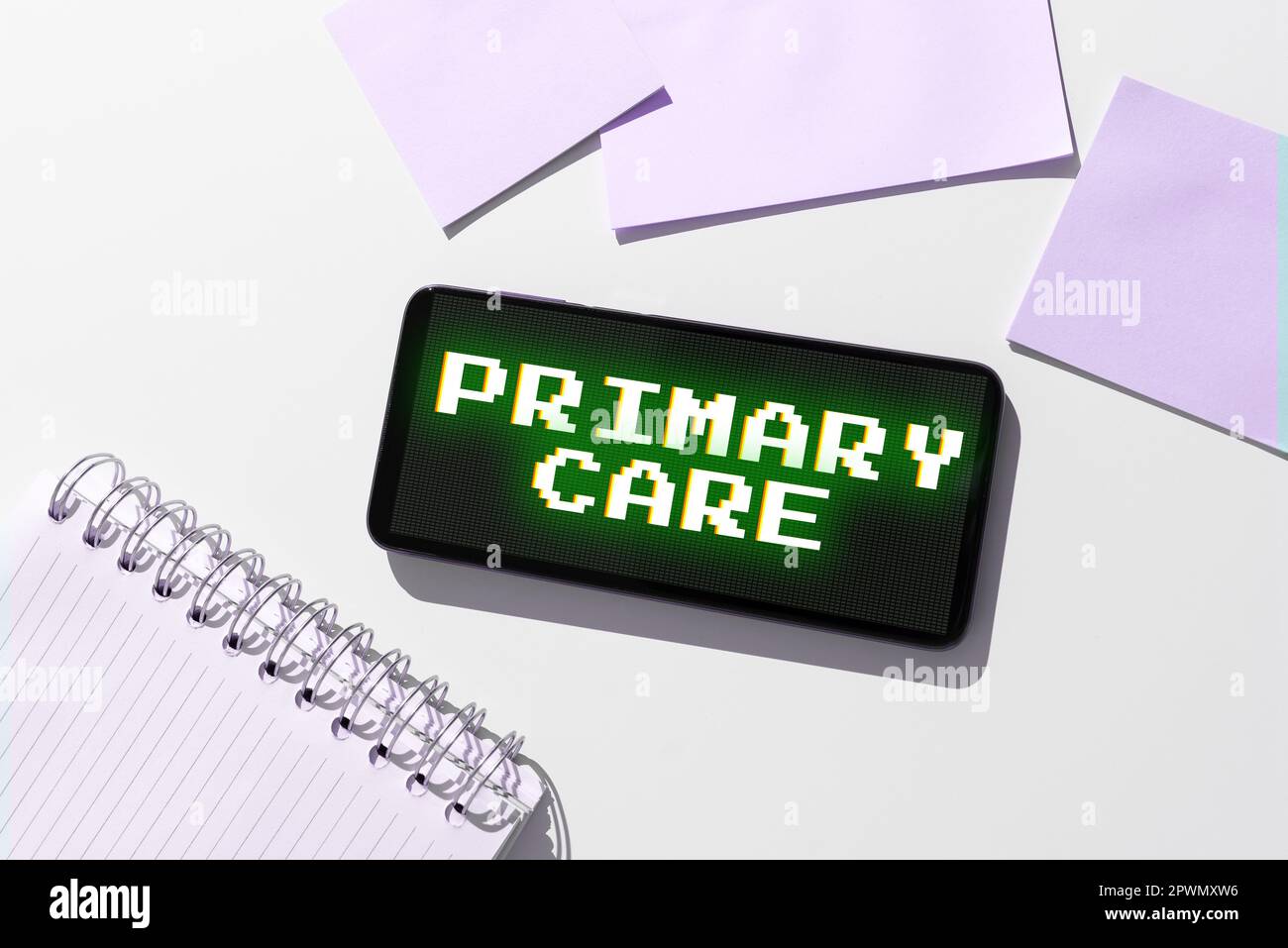 Text showing inspiration Primary Care, Word for health care provided by