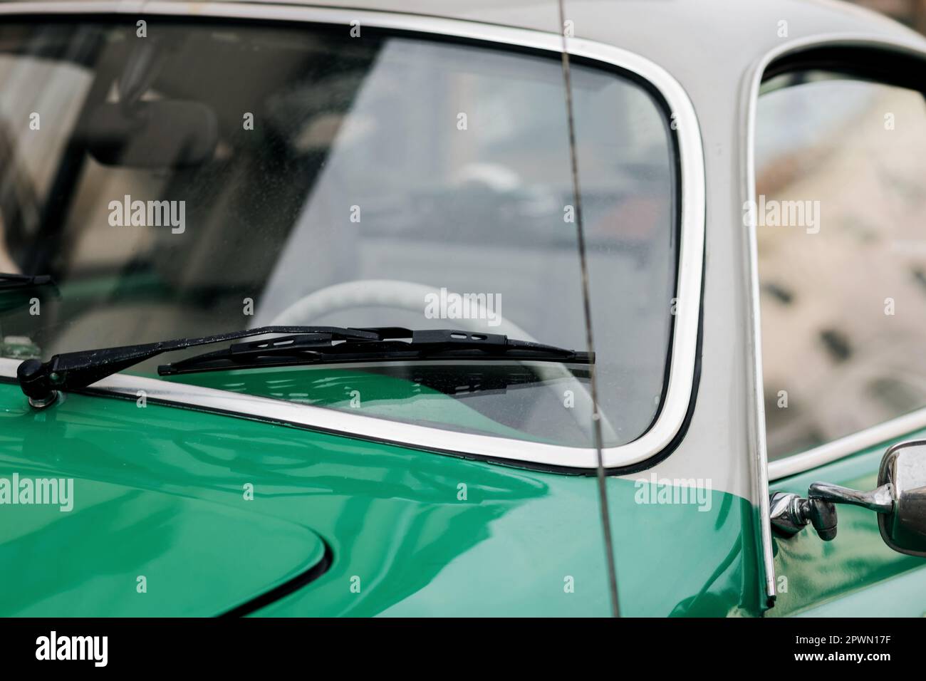 old car Windshield wiper. vintage automobile on street Stock Photo Alamy