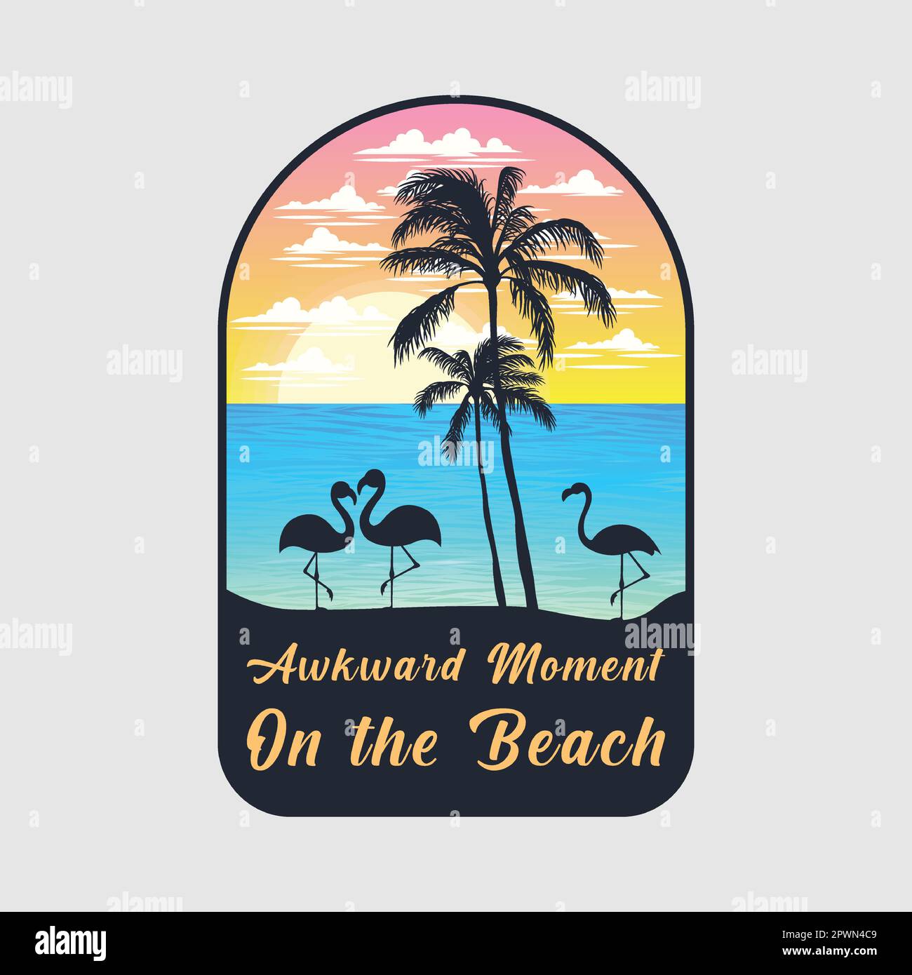 Awkward moment on the beach. Summer theme illustration. Editable, resizable, EPS 10, vector illustration. Stock Vector