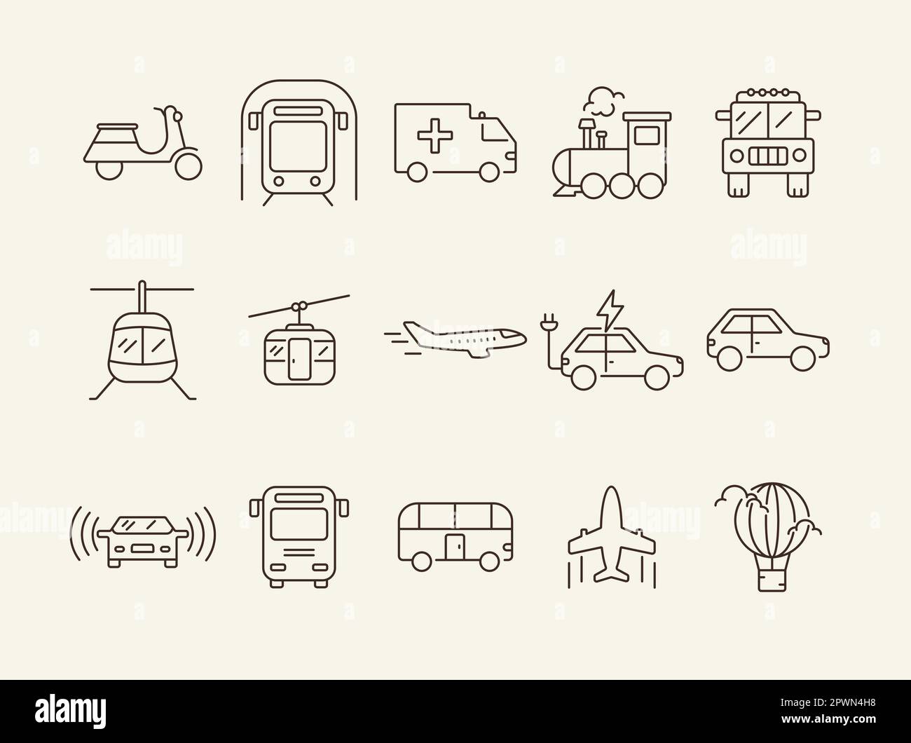 Passenger transport line icon set Stock Vector Image & Art - Alamy