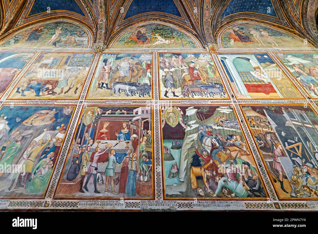 San Gimignano. Tuscany. Italy. The interior of the Collegiata di Santa Maria Assunta. Duomo Cathedral Stock Photo