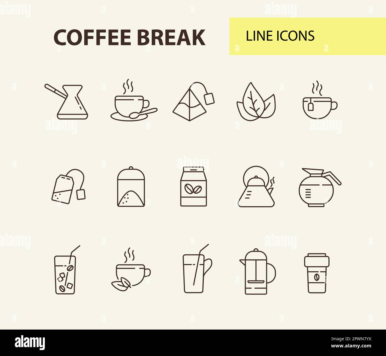 Coffee break line icon set Stock Vector Image & Art - Alamy
