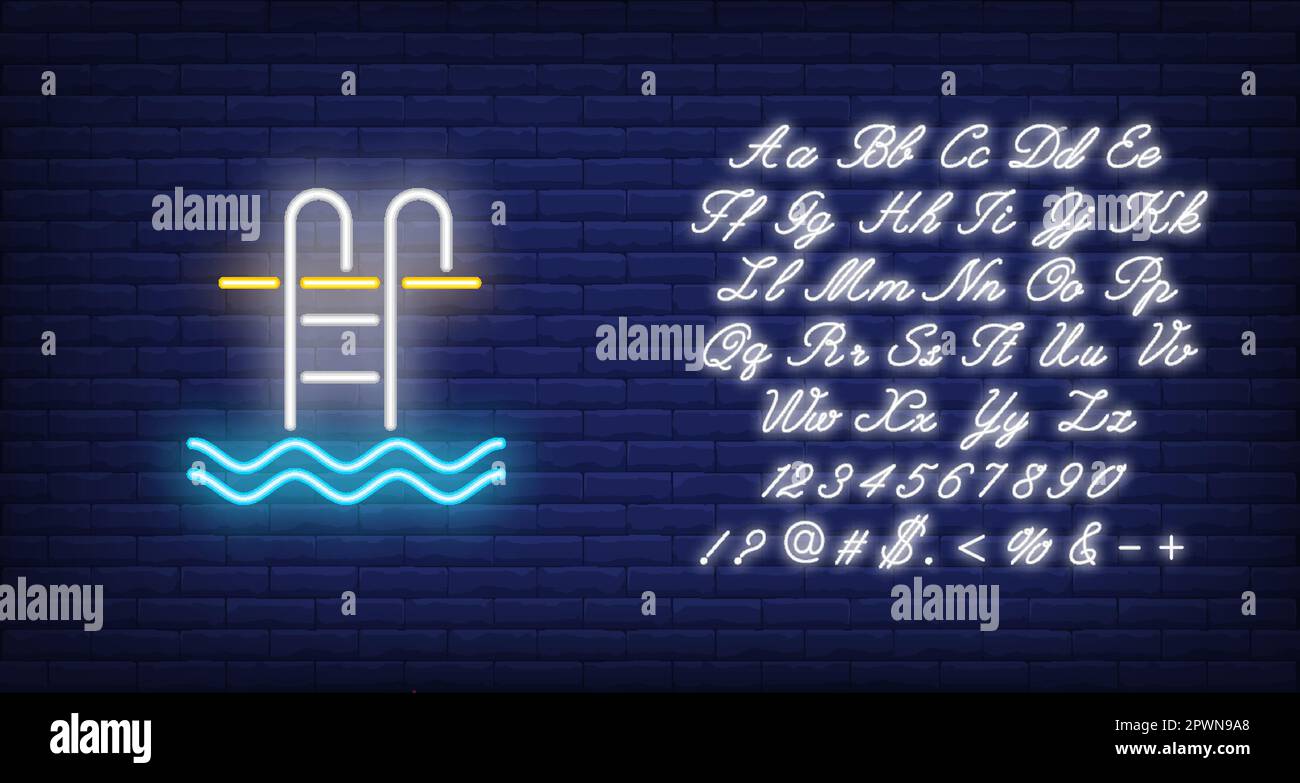 Swimming pool ladder neon sign Stock Vector Image & Art Alamy