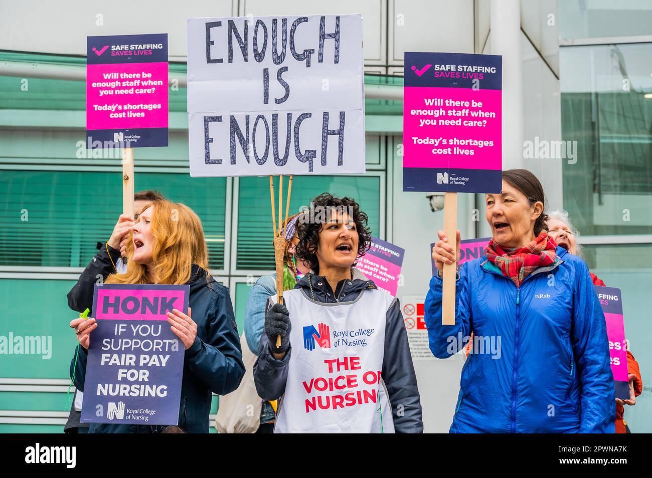 London, UK. 1st May, 2023. A picket line of Nurses outside the UCLH