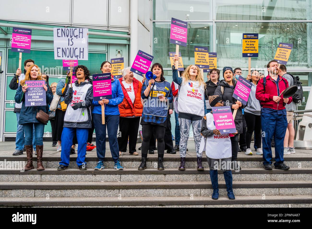 London, UK. 1st May, 2023. A picket line of Nurses outside the UCLH
