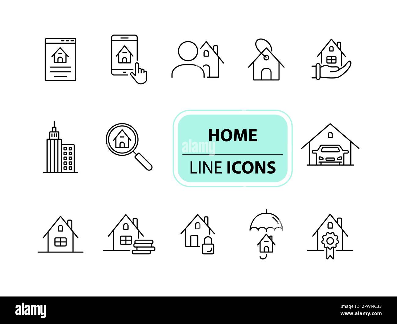 Home line icon set Stock Vector