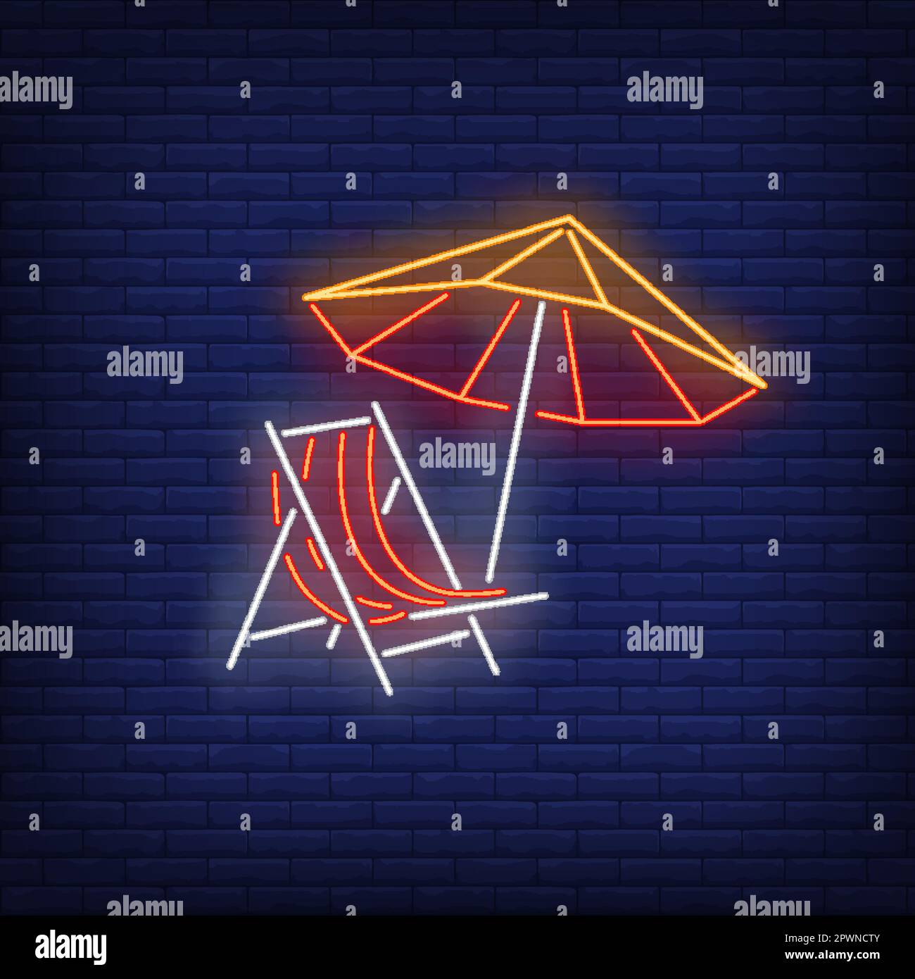 Beach umbrella and chair neon sign Stock Vector Image & Art Alamy