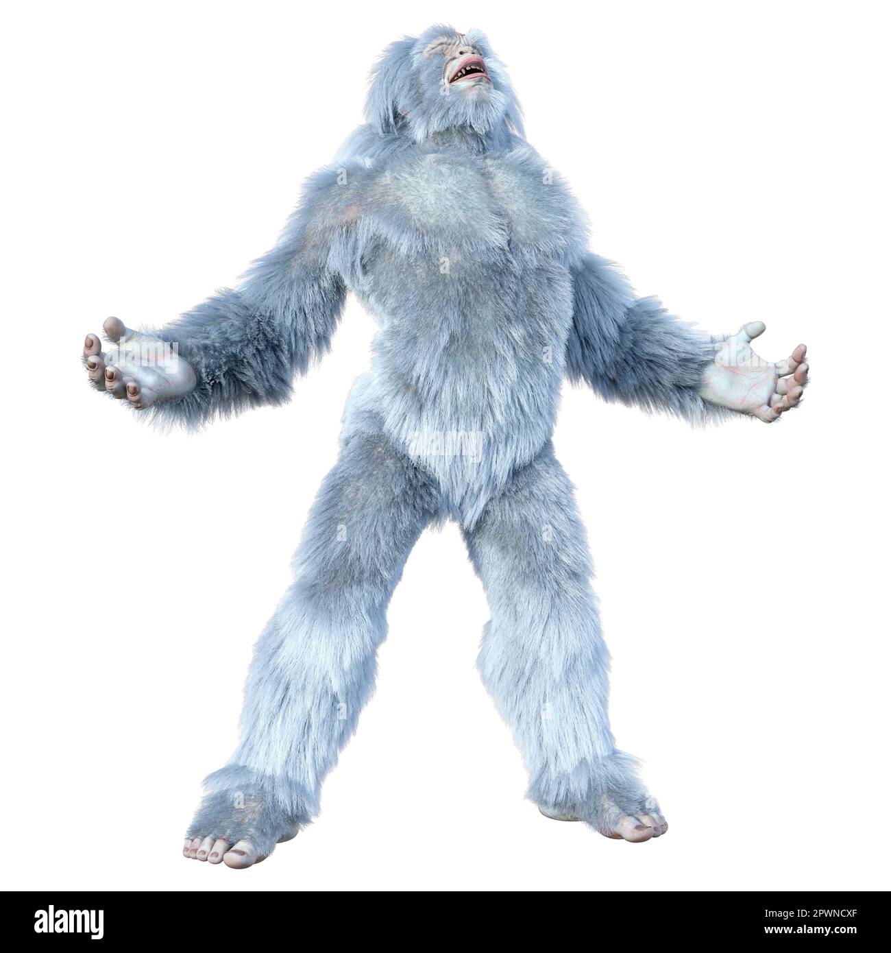 3D rendering of a fantasy creature yeti isolated on white background ...