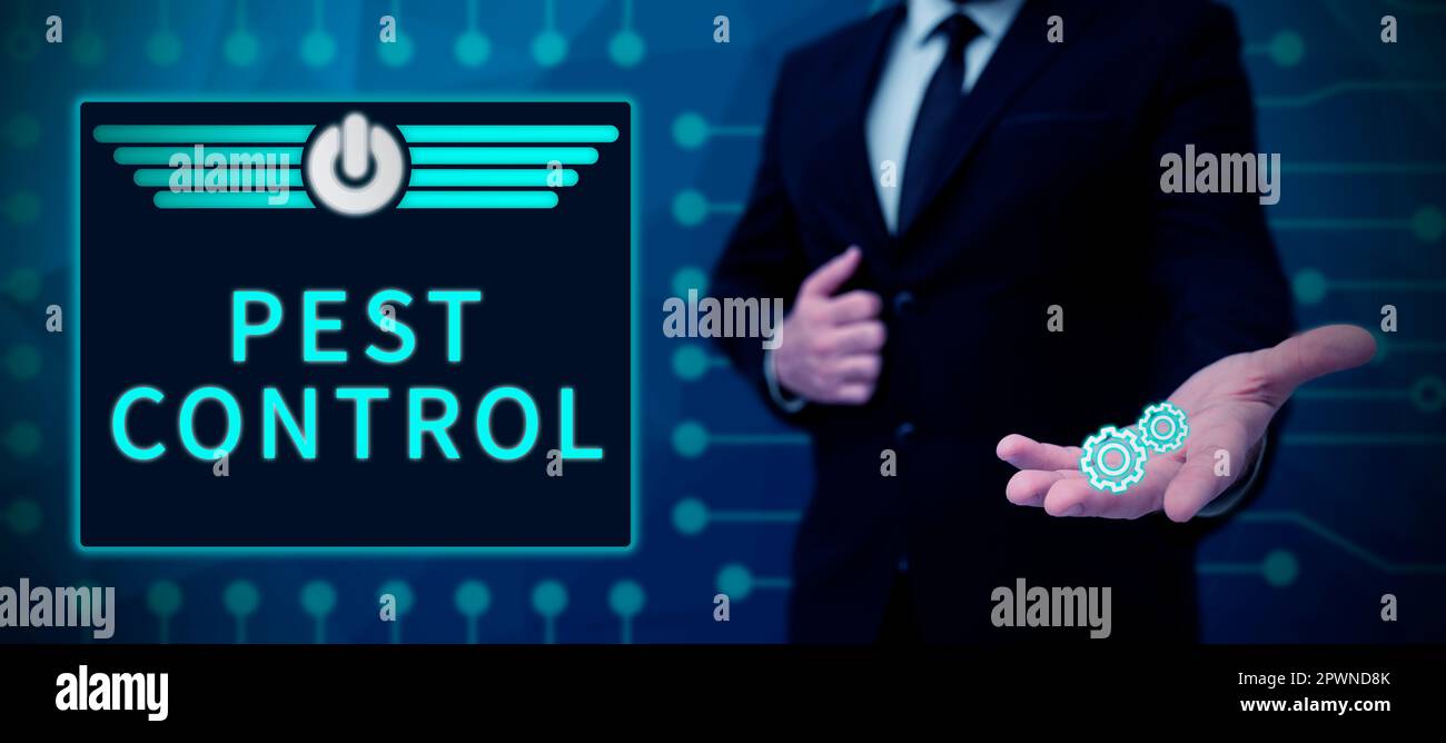 Hand writing sign Pest Control, Business overview Killing destructive ...
