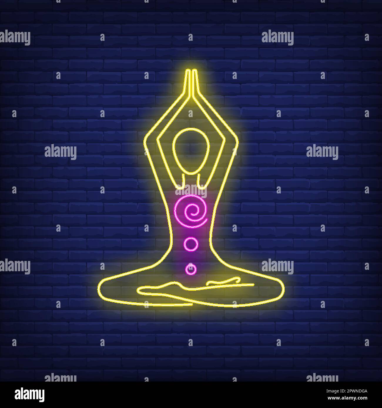 Meditating Sign Silhouette of person meditating neon sign Stock Vector Image & Art - Alamy