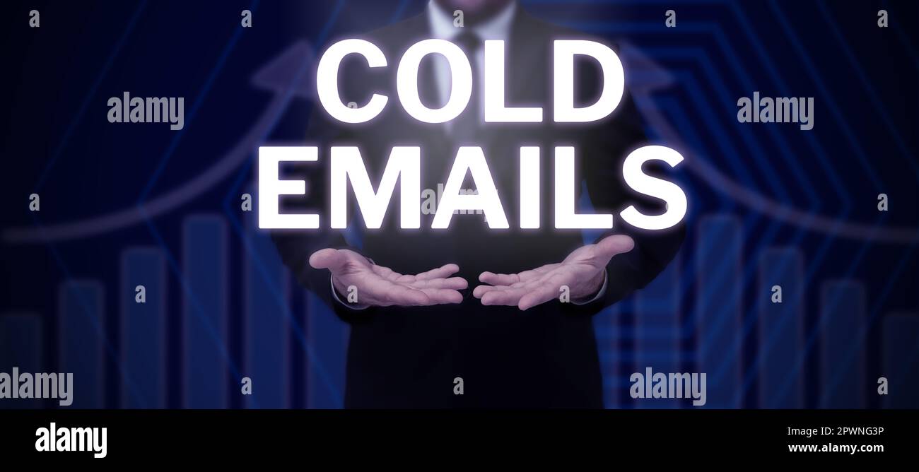 Inspiration showing sign Cold Emails, Word Written on unsolicited email sent to a receiver without prior contact Stock Photo