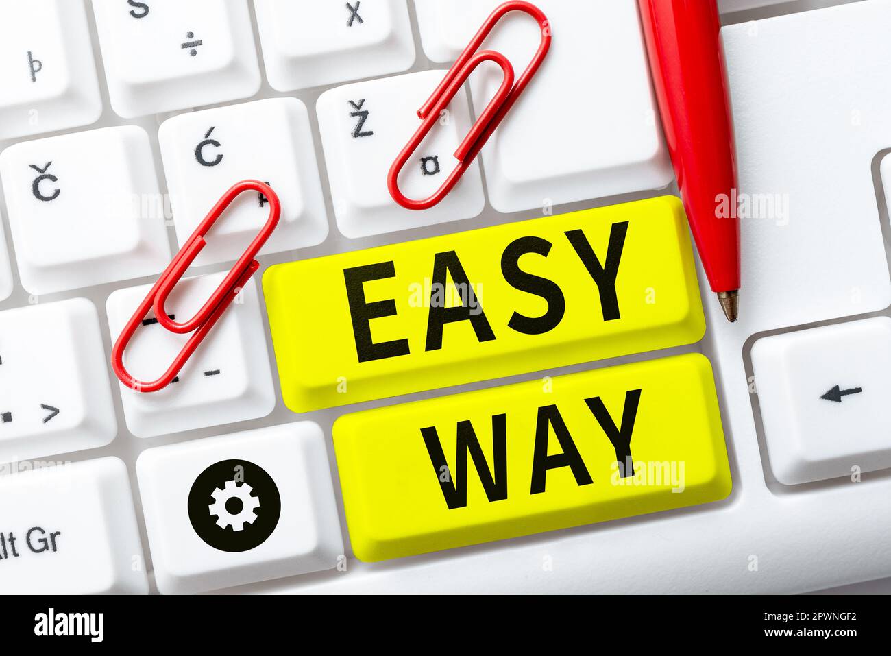 Text caption presenting Easy Way, Conceptual photo making hard decision between two less and more effort method Stock Photo