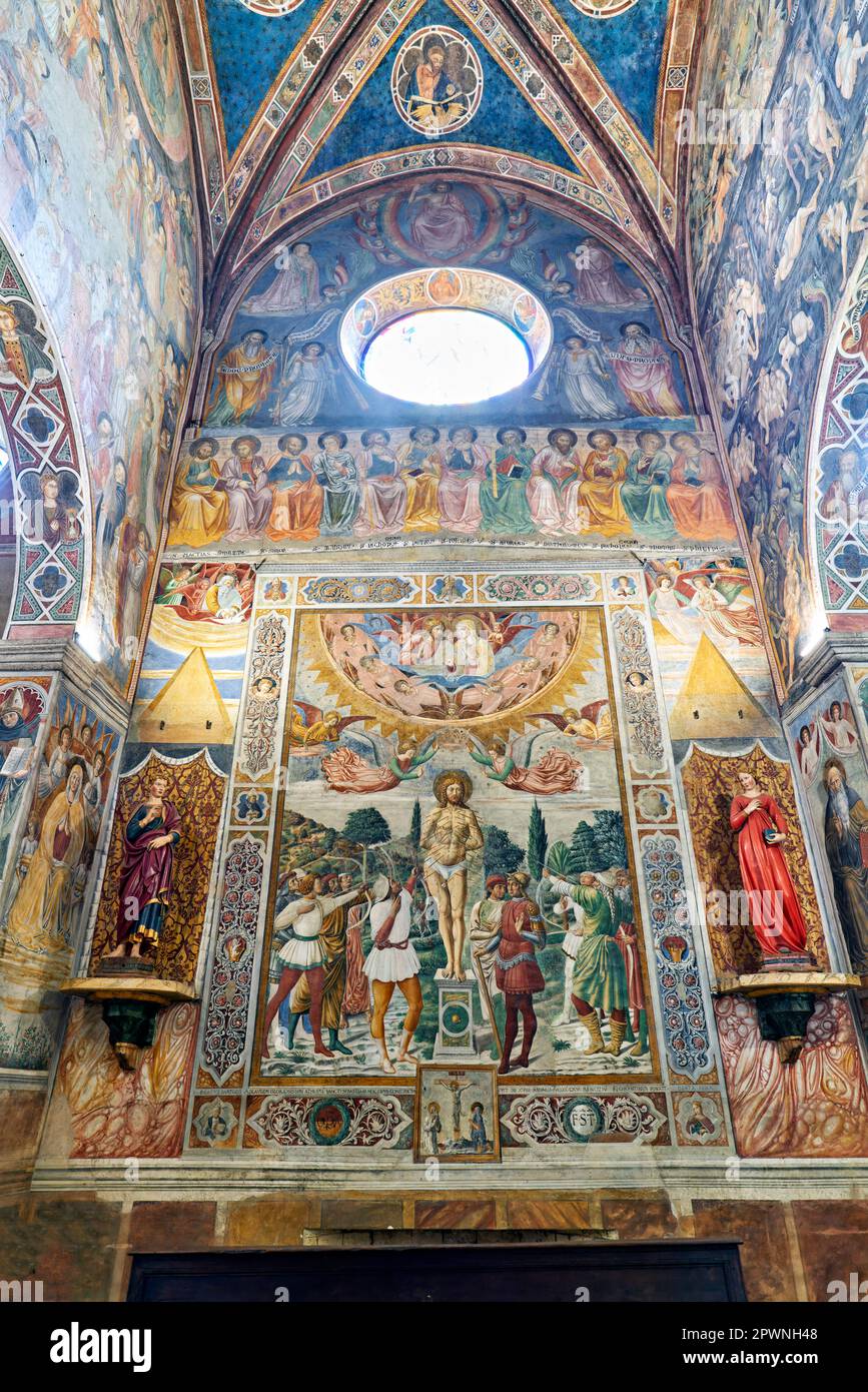 San Gimignano. Tuscany. Italy. The interior of the Collegiata di Santa Maria Assunta. Duomo Cathedral Stock Photo