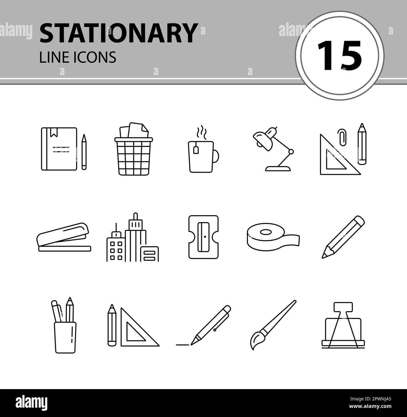 Stationary icon set Stock Vector Image & Art Alamy