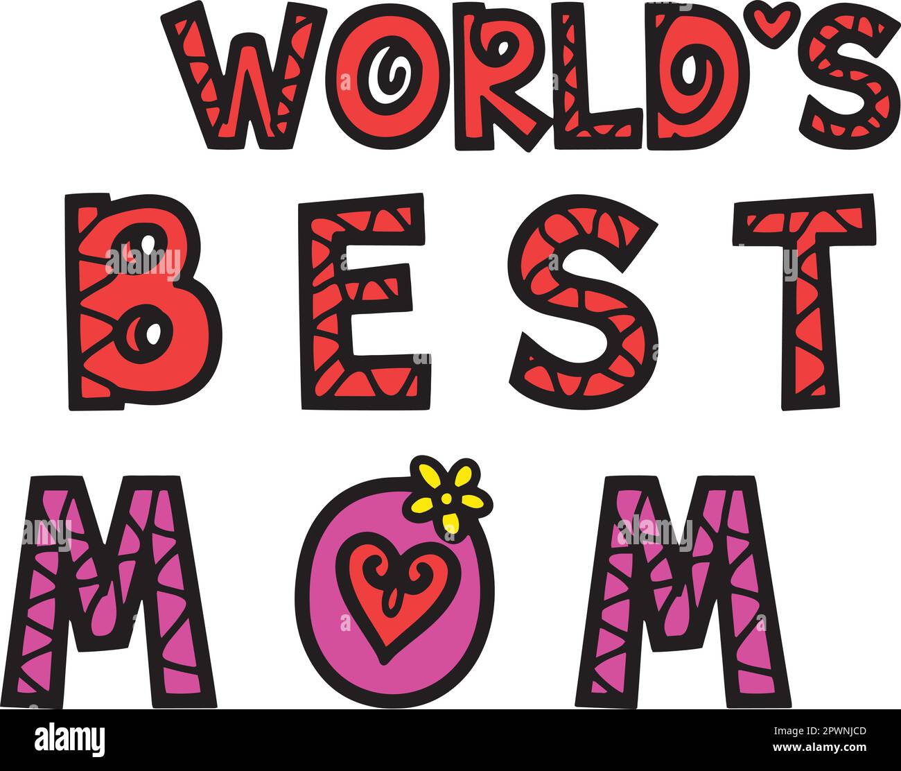 Mothers Day Worlds Best Mom Cartoon Clipart Stock Vector Image & Art