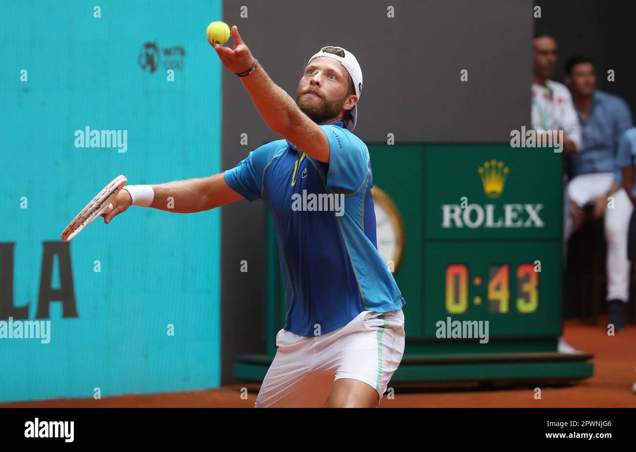 Hugo Grenier of France during the Mutua Madrid Open 2023, Masters 1000 tennis tournament on April 30, 2023 at Caja Magica in Madrid, Spain - Photo Laurent Lairys/DPPI/LiveMedia Stock Photo