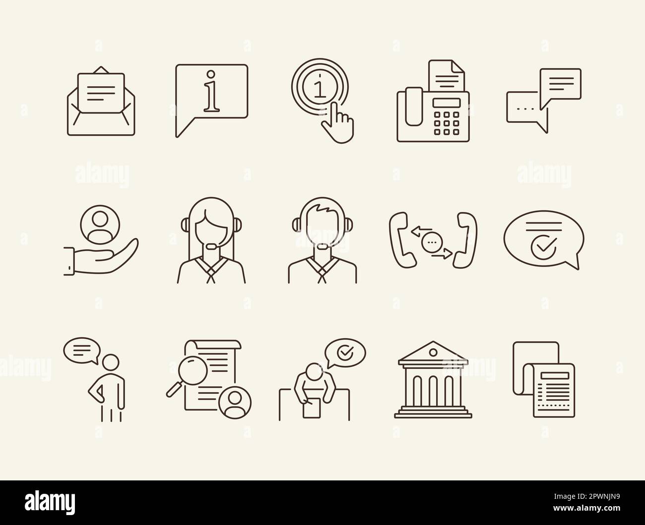 Consultation line icon set Stock Vector