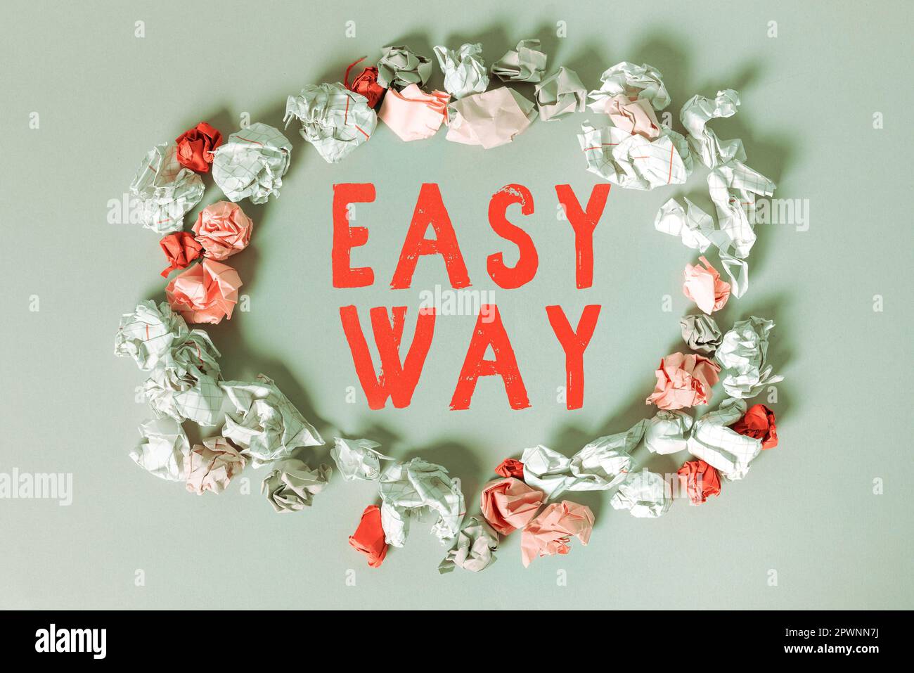 Handwriting text Easy Way, Internet Concept making hard decision between two less and more effort method Stock Photo