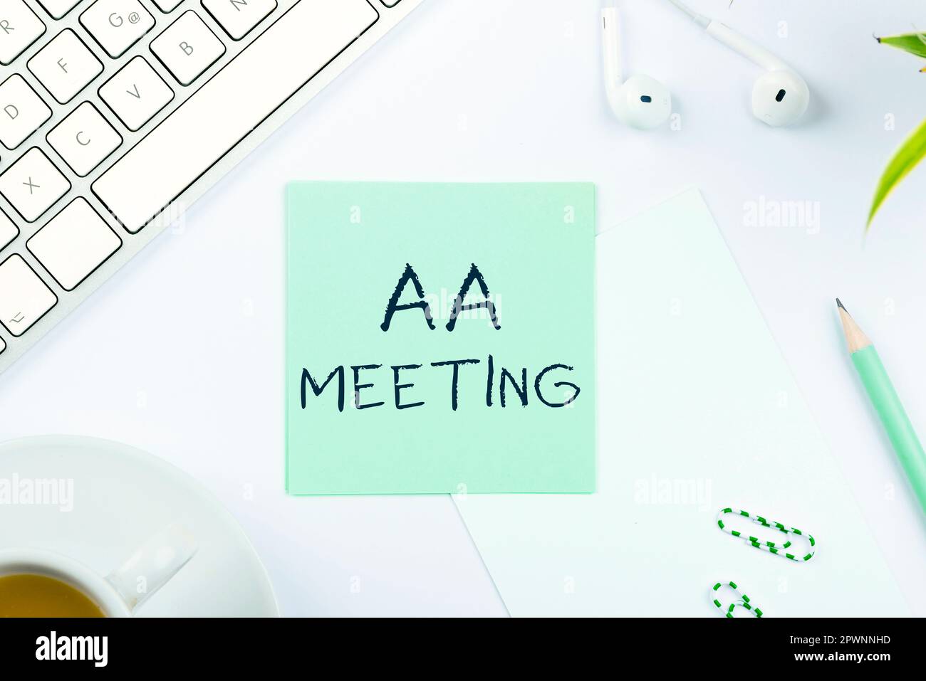 Sign displaying Aa Meeting, Business overview gathering of alcohol ...