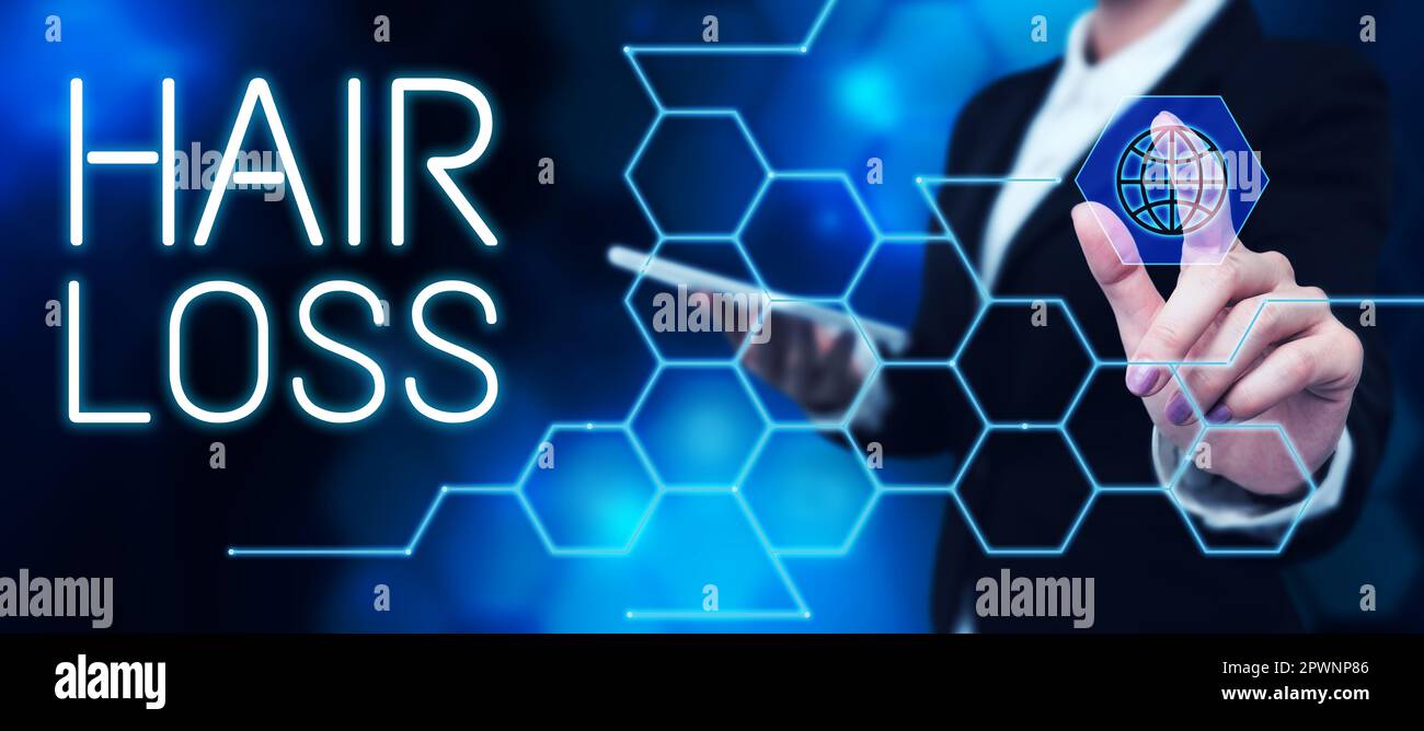 Conceptual caption Hair Loss, Business concept Loss of human hair from