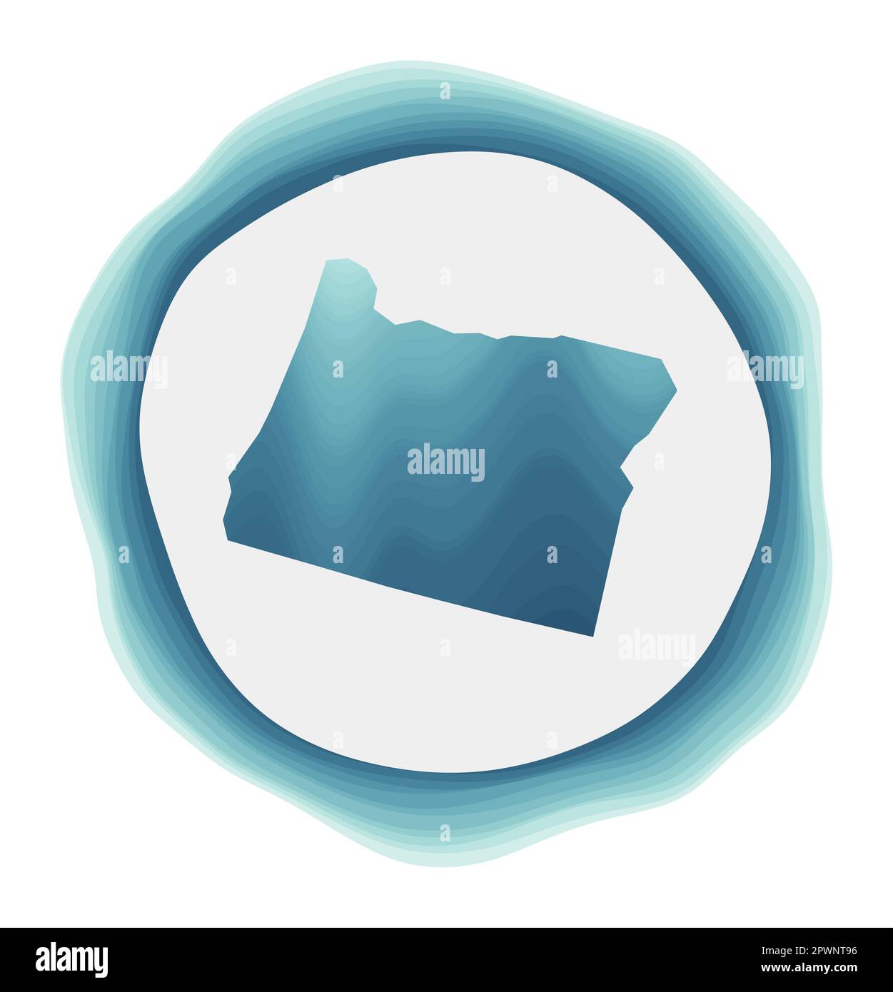 Oregon logo. Badge of the us state. Layered circular sign around Oregon
