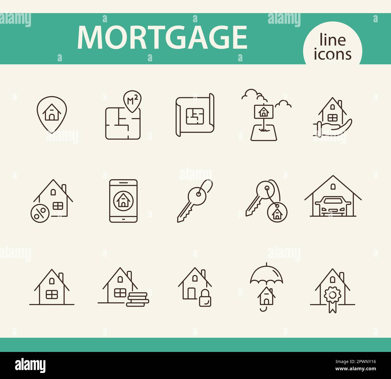 Mortgage line icon set Stock Vector Image & Art - Alamy