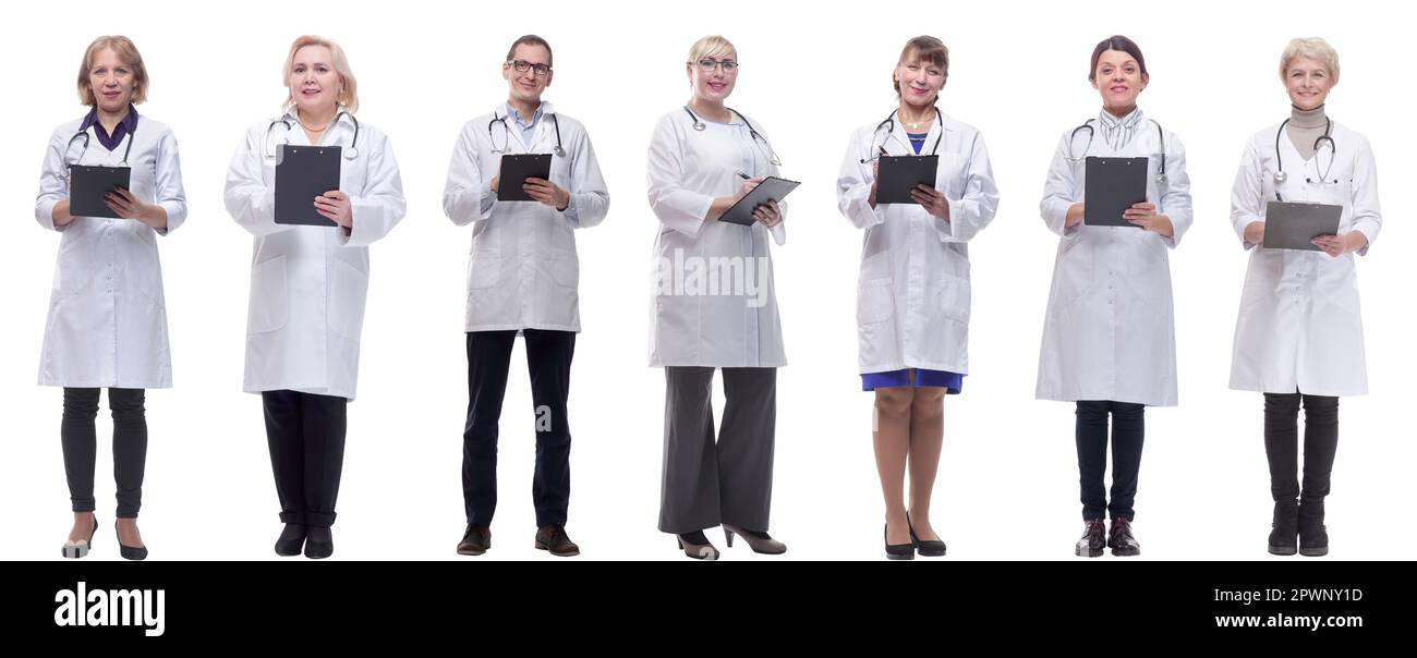 group of doctors in full length isolated on white Stock Photo - Alamy