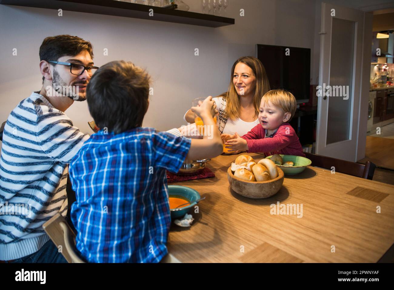 Family raise a toast, Munich, Germany Stock Photo Alamy