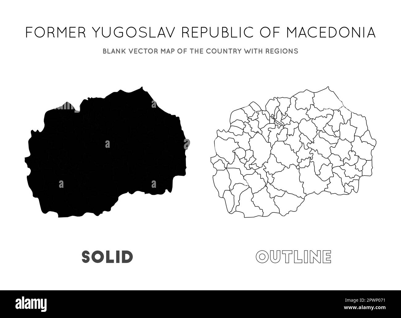 Macedonia map. Blank vector map of the Country with regions. Borders of ...