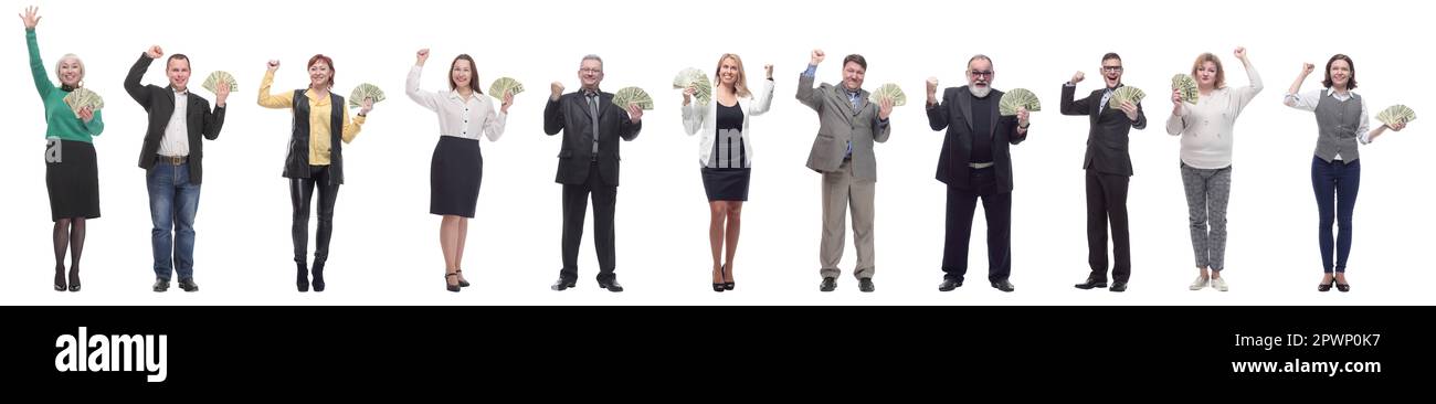 group of successful business people with money isolated Stock Photo - Alamy
