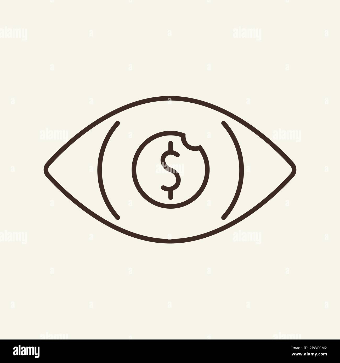 Money eye line icon Stock Vector
