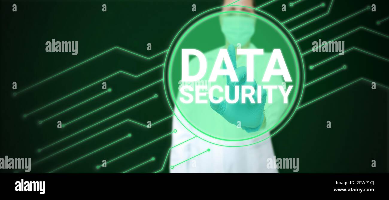 Sign displaying Data Security, Business approach Confidentiality Disk Encryption Backups Password Shielding Stock Photo