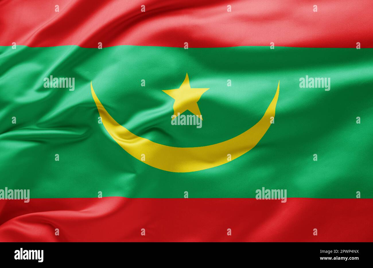 Waving flag mauritania close hi-res stock photography and images - Alamy