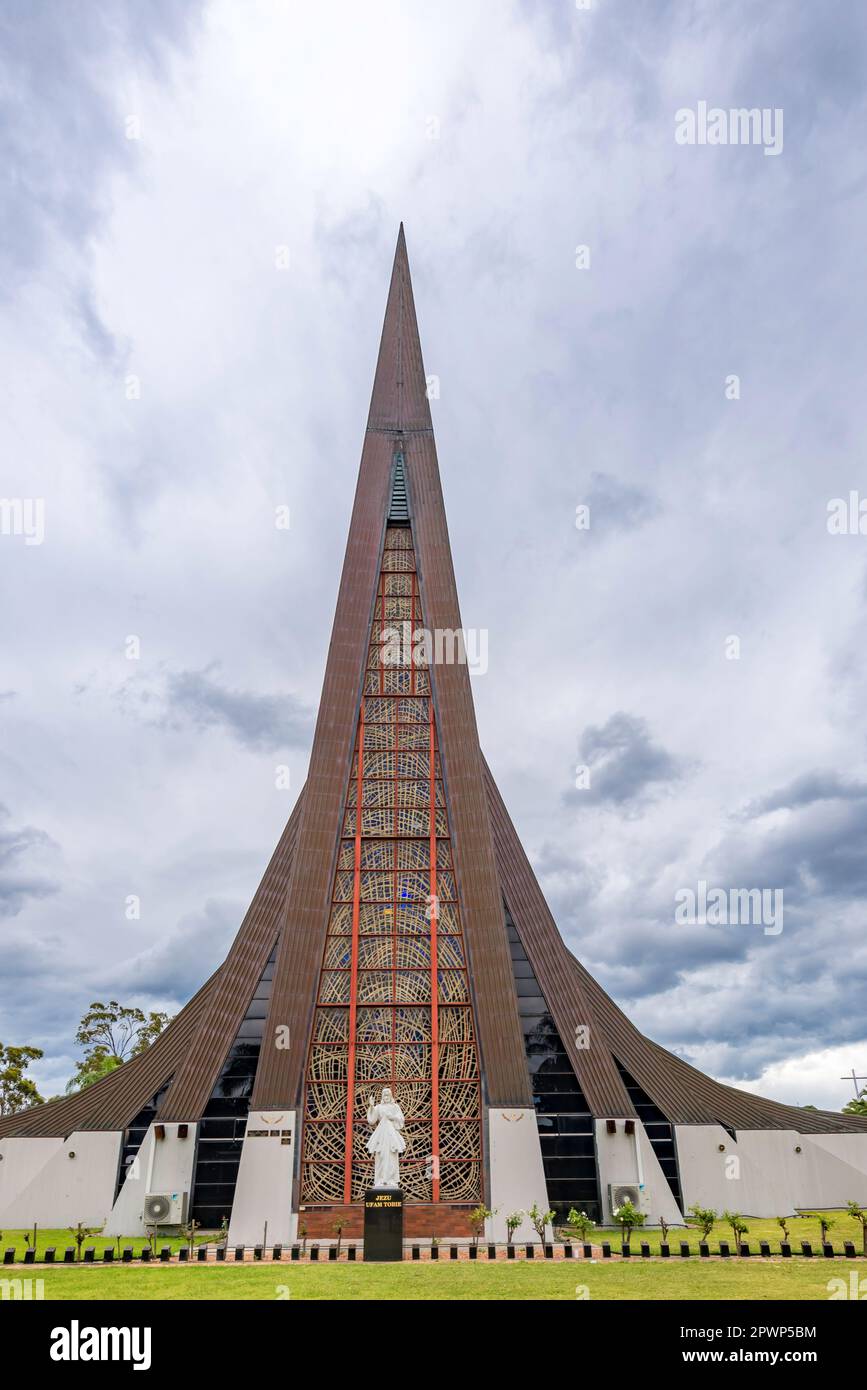 Our Lady of Czestochowa Queen of Poland Catholic Church, AKA  the Polish War Memorial Church, in Marayong, Sydney was designed by Michael Dysart 1967 Stock Photo