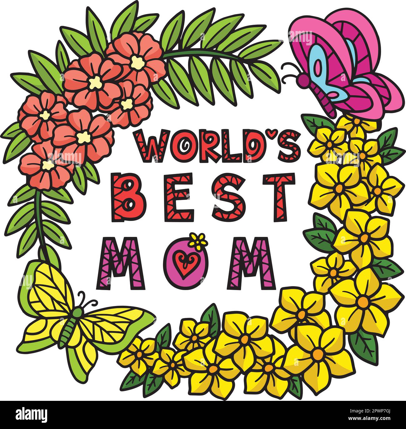 Mothers Day Worlds Best Mom Cartoon Clipart Stock Vector