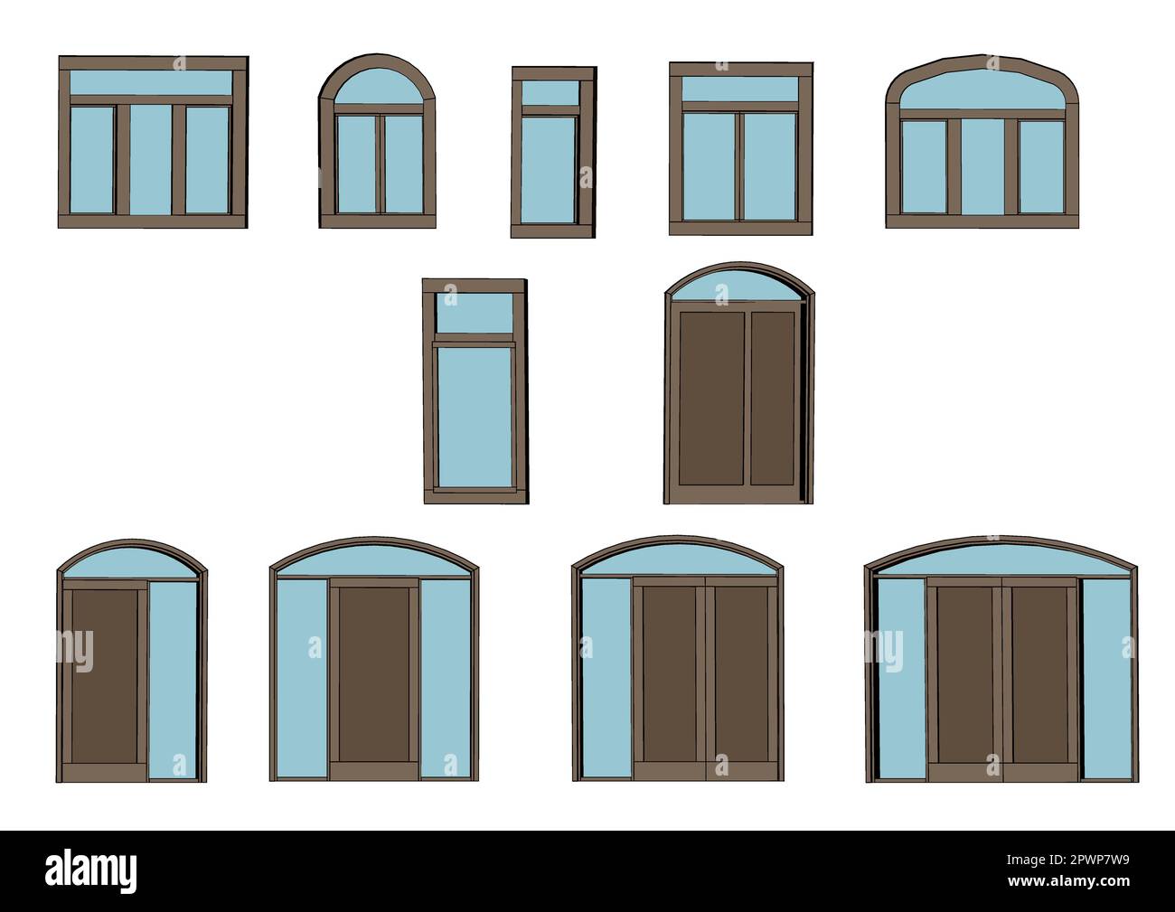 old home door and window vector illustration Stock Photo - Alamy