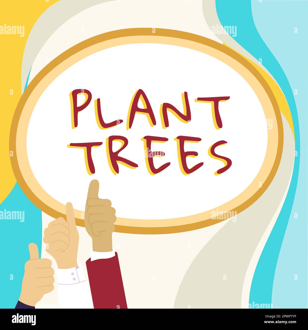 Text caption presenting Plant Trees, Concept meaning process of