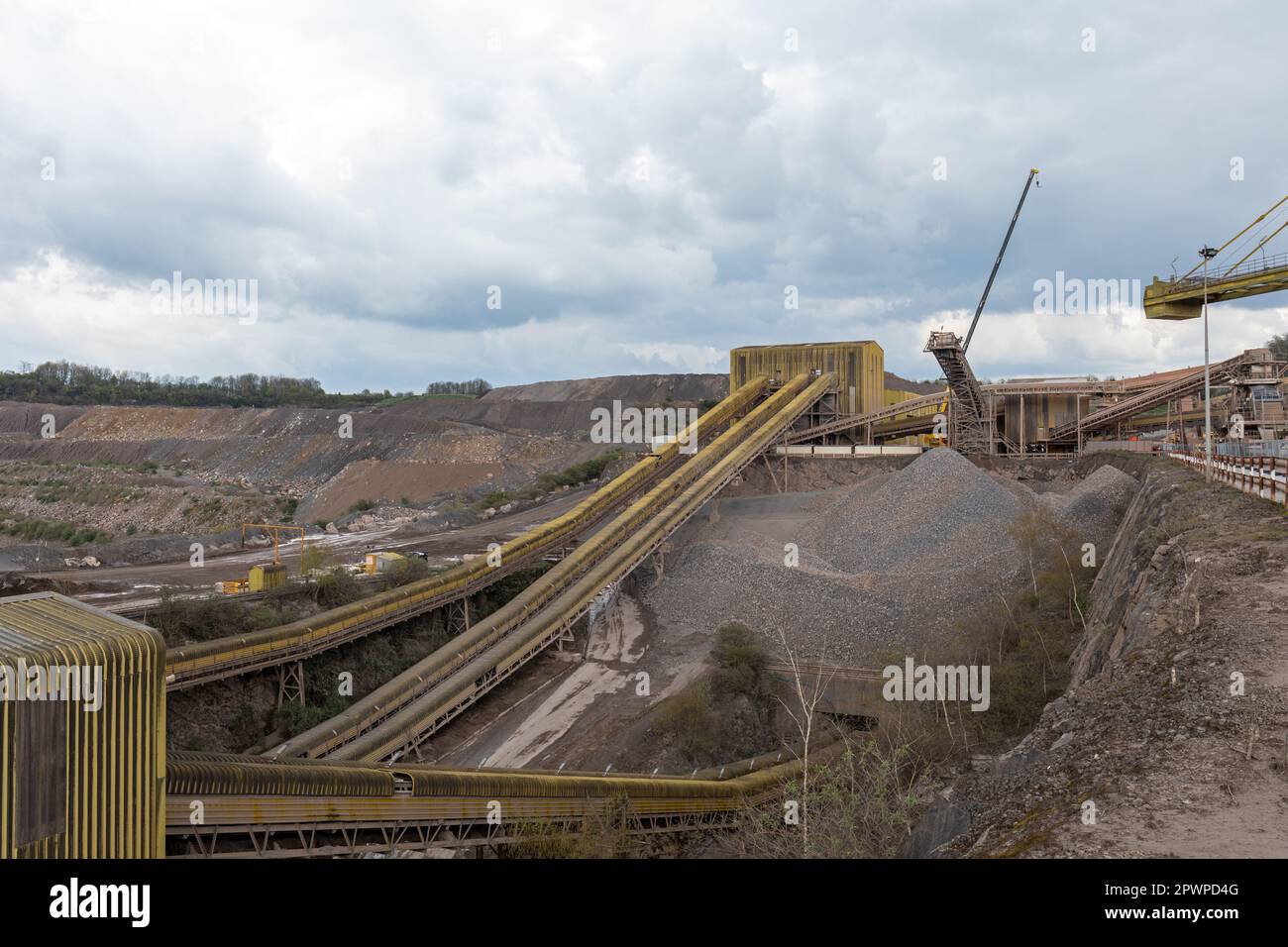 Whatley Quarry public open day.  Hanson plc limestone quarry, Frome, Somerset, England, UK Stock Photo