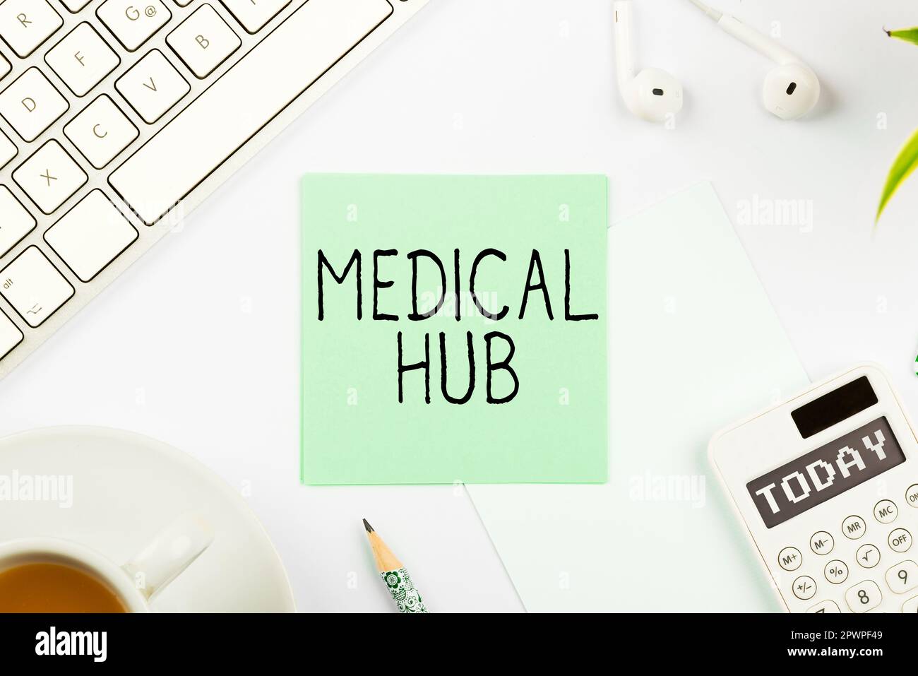 Sign displaying Medical Hub, Concept meaning Common connection point