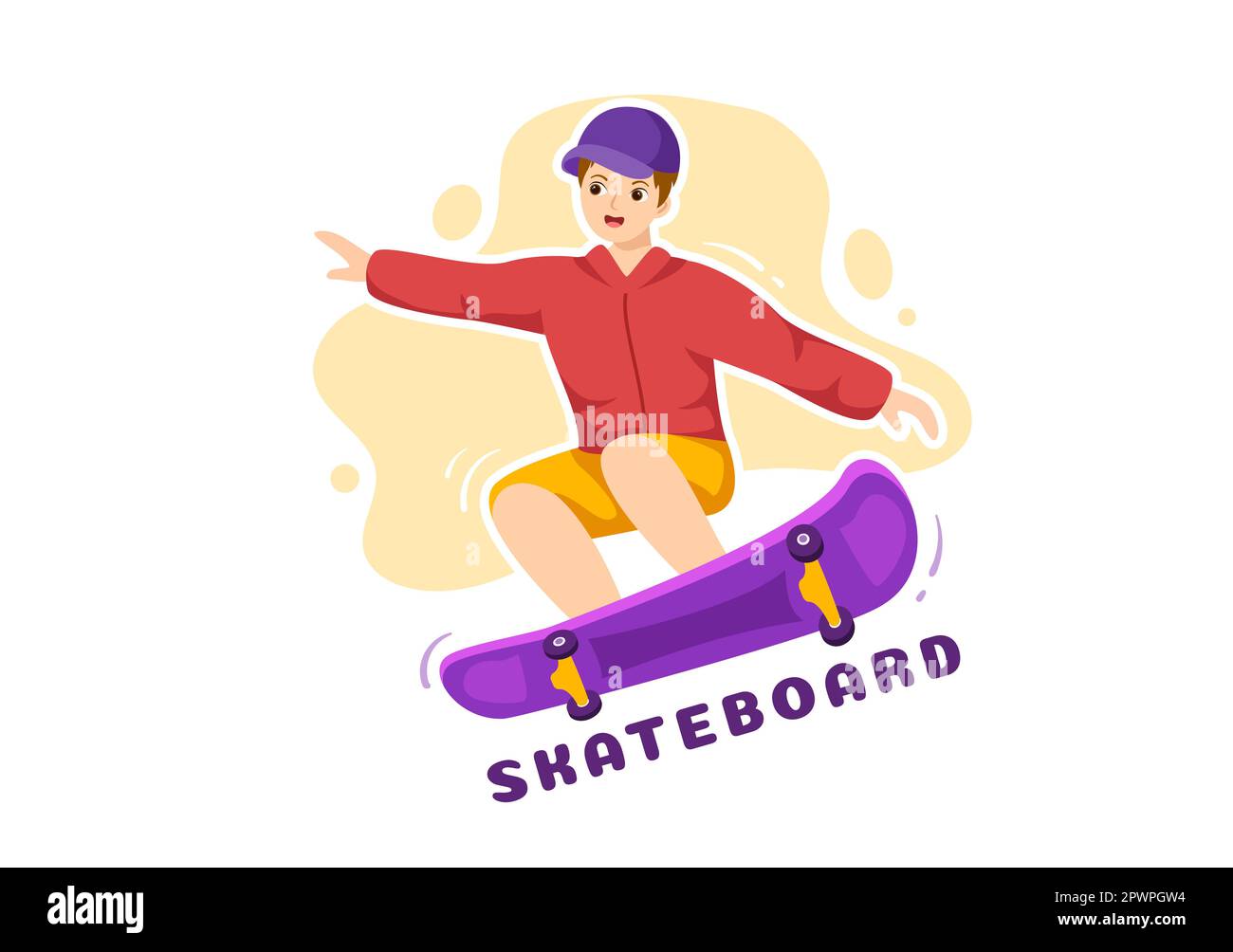 Skateboard Illustration with Skateboarders Jump using Board on ...