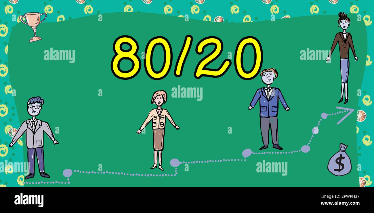 Conceptual caption 80 to 20, Business overview Pareto principle of ...