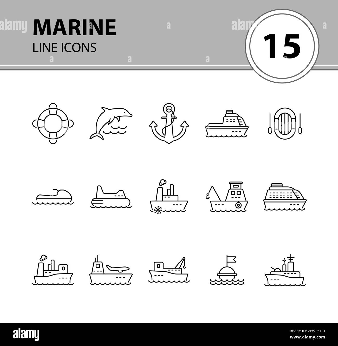 Marine line icon set Stock Vector Image & Art - Alamy