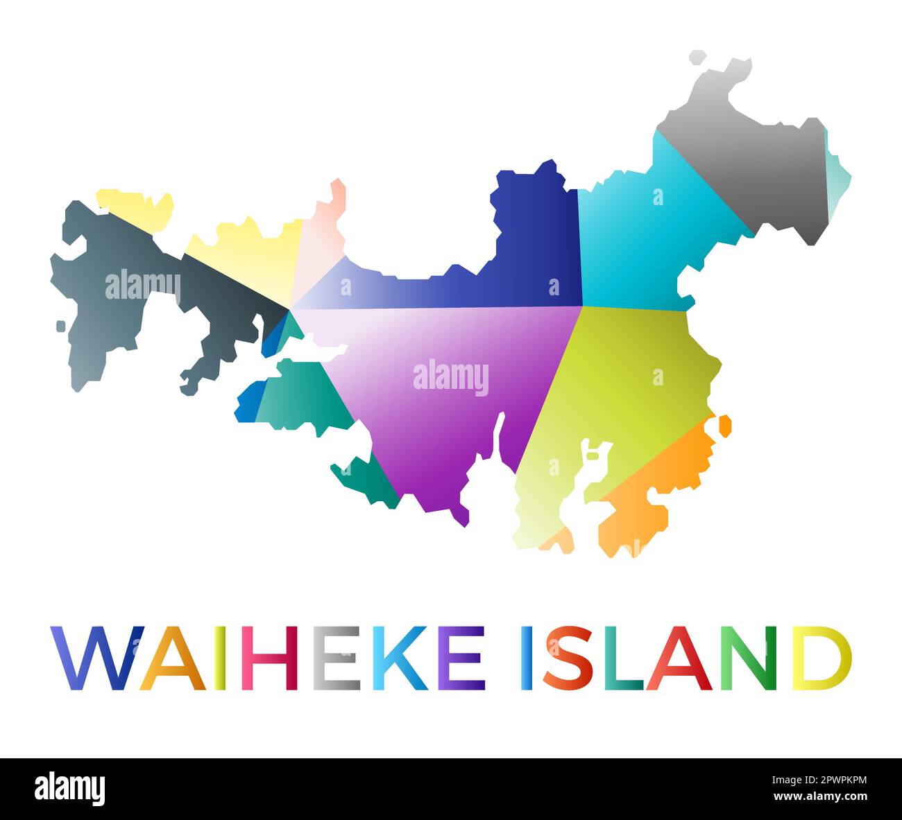 Bright Colored Waiheke Island Shape Multicolor Geometric Style Island