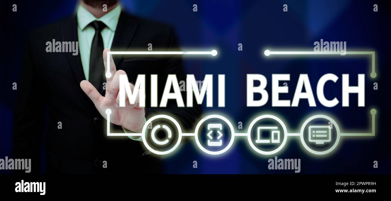 Conceptual caption Miami Beach, Business showcase the coastal resort