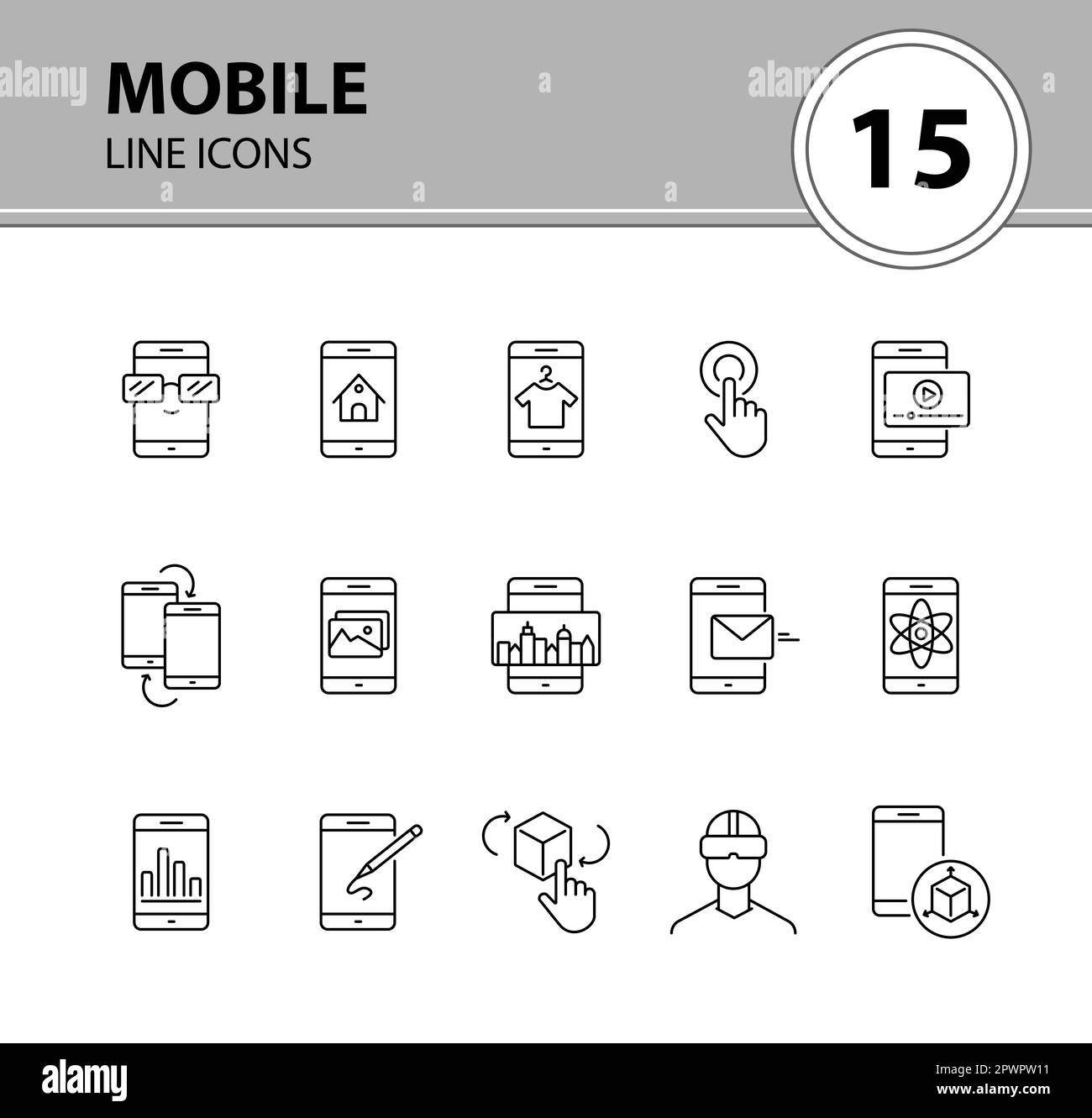 Mobile line icon set Stock Vector Image & Art Alamy