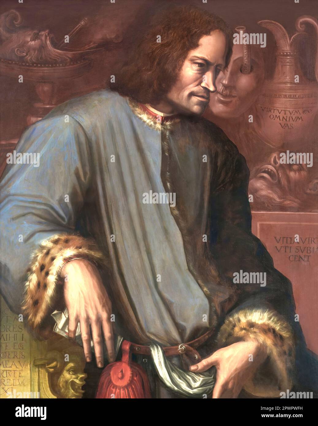 Portrait of Lorenzo I de Medici, or Lorenzo the Magnificent, 1449 - 1492, an Italian politician and town lord of Florence, digital edited according to a painting by Giorgio Vasari Stock Photo
