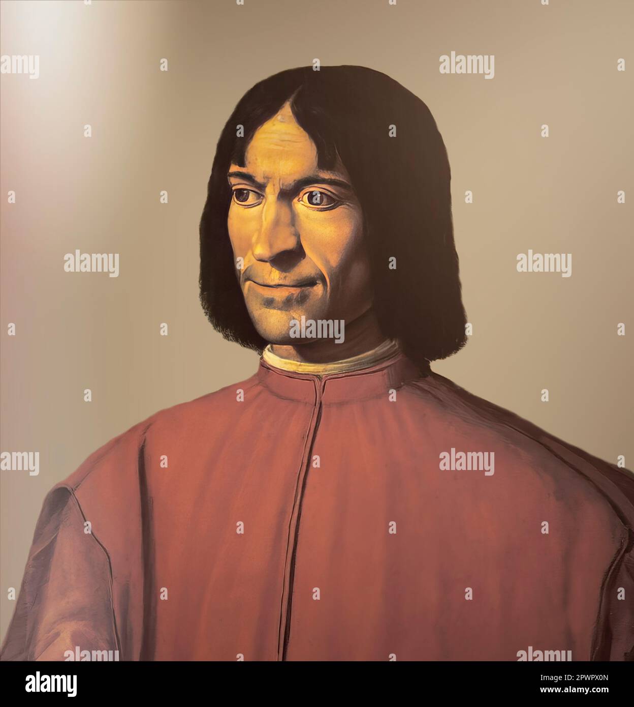 Portrait of Lorenzo I de Medici, or Lorenzo the Magnificent, 1449 - 1492, an Italian politician and town lord of Florence, digital edited according to a painting by Girolamo Macchietti Stock Photo